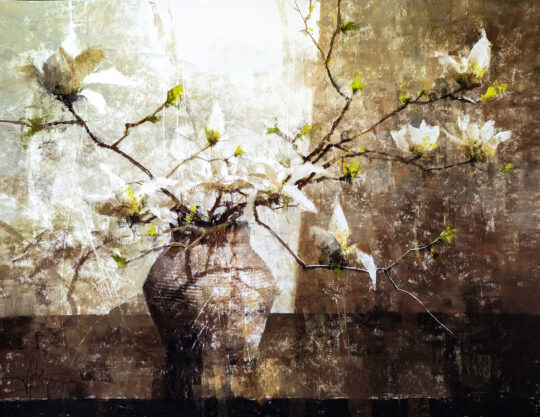 Ikebana aux magnolias — 50x65 cm