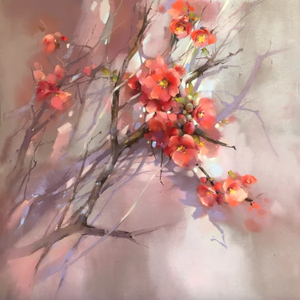 Photo tableau "Première floraison", Pastel et aquarelle par l'artiste Oléna Duchêne